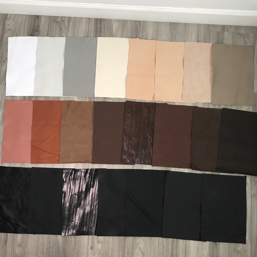 LOT OF 100% GENUINE LEATHER 23 SWATCHES MULTI CRAFTERS 
 8x10”